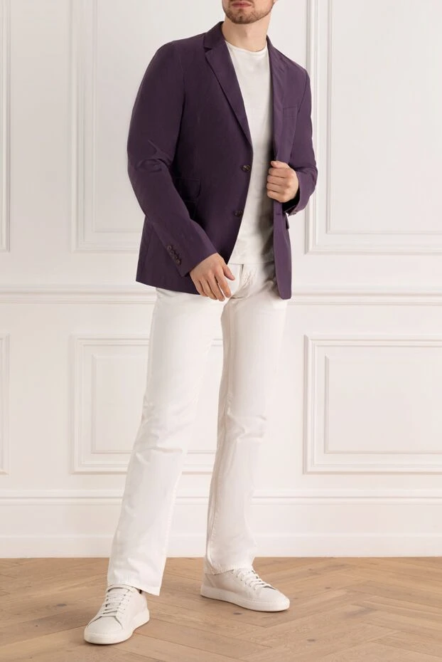 Gucci чоловічі піджак з бавовни та шовку фіолетовий чоловічий купити фото з цінами 119386 - фото 2