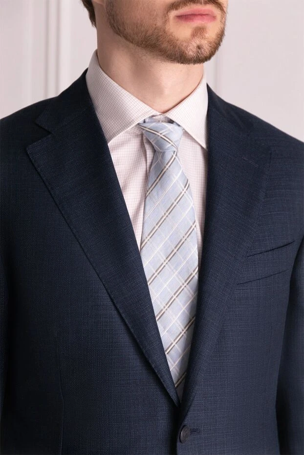 Canali чоловічі краватка з шовку та льону блакитна чоловіча купити фото з цінами 123900 - фото 2