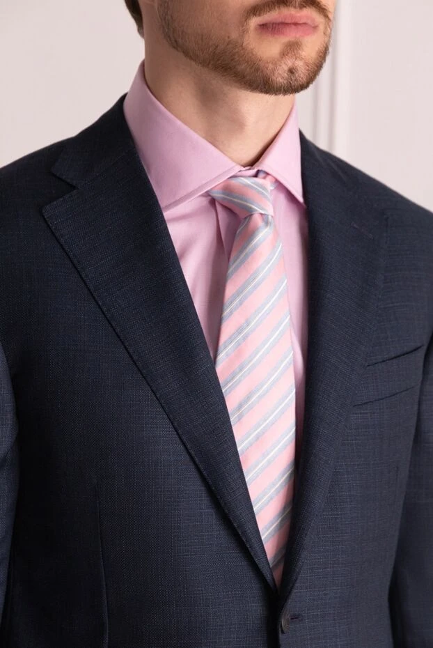 Canali man silk and linen tie pink for men 123911 - photo 2