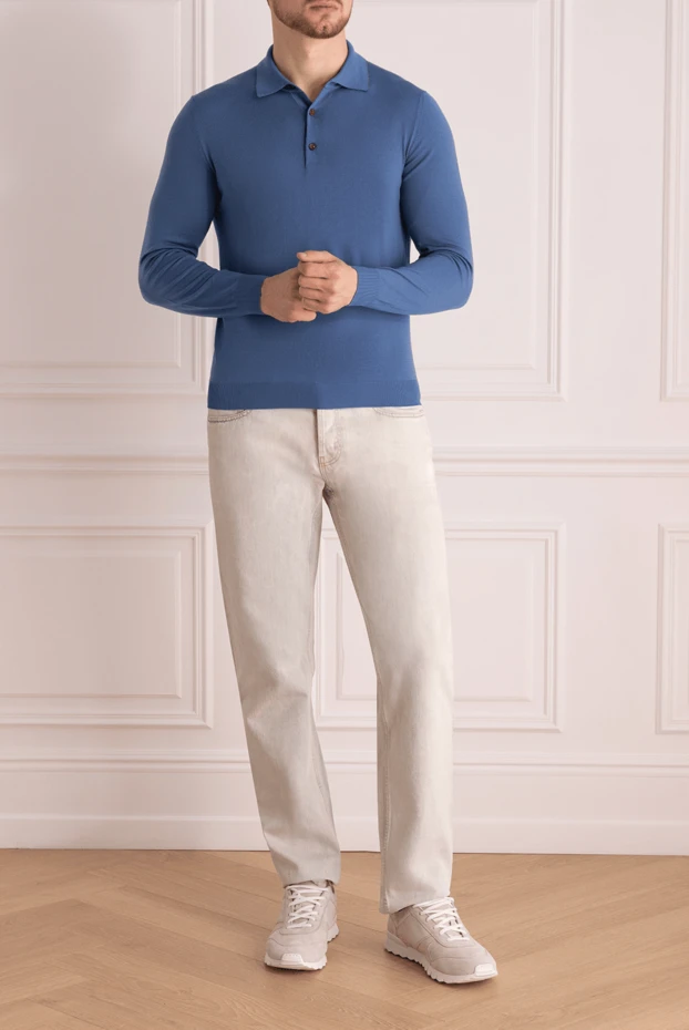 LB man wool long sleeve polo blue for men 130176 - photo 2