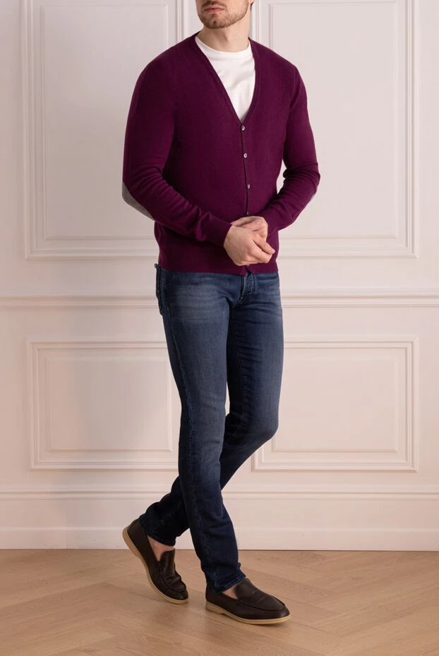 Panicale man men's cardigan made of wool and cashmere, burgundy 130206 - photo 2