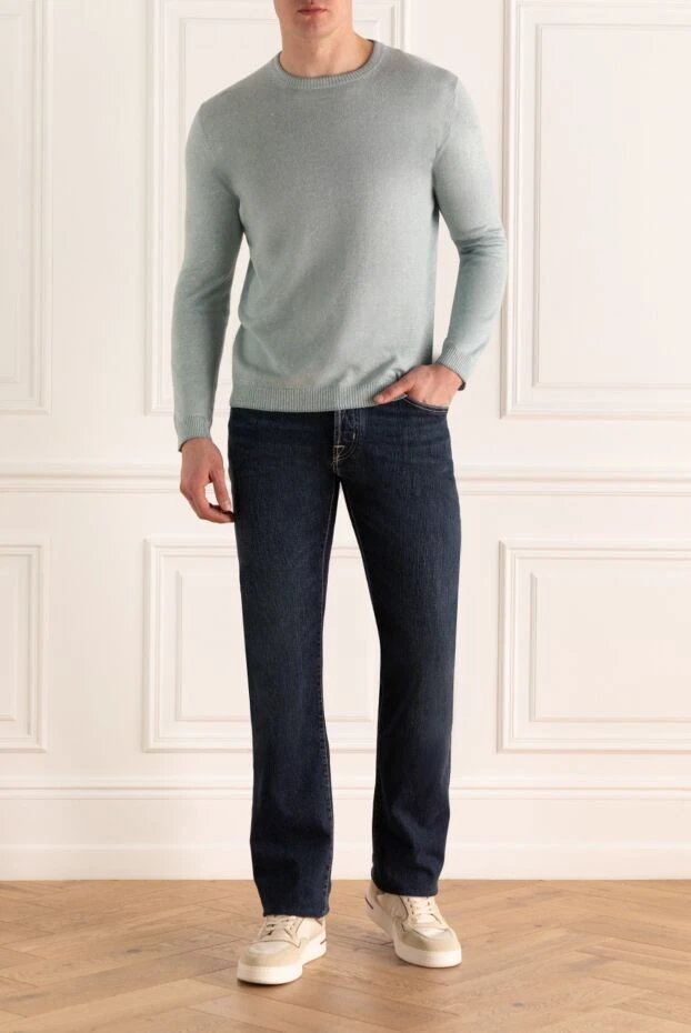 Corneliani man blue cotton and linen jumper for men buy with prices and photos 130363 - photo 2