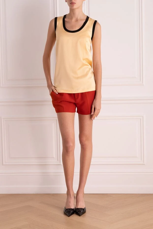 Gucci женские шорты из шелка красные женские купить с ценами и фото 130408 - фото 2