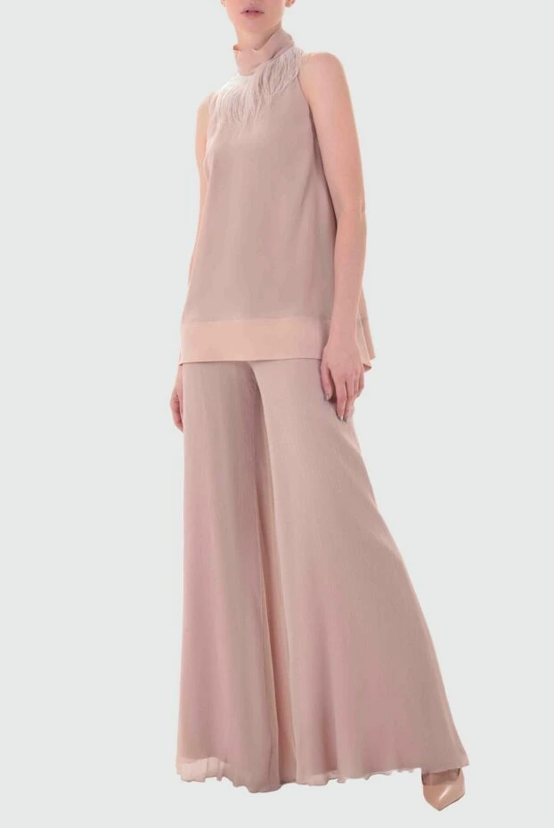 Ermanno Scervino woman beige silk trousers for women buy with prices and photos 130521 - photo 2