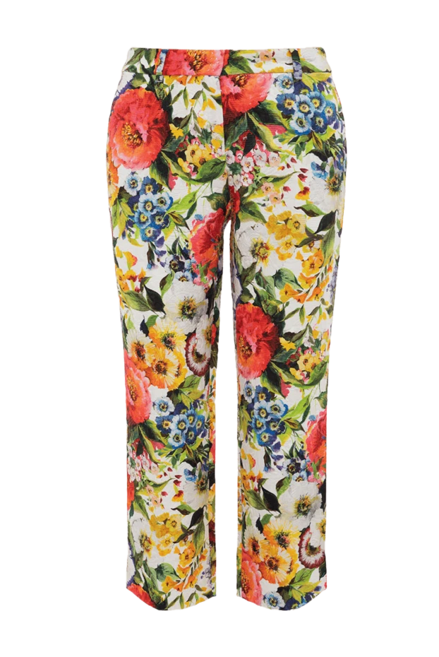 Women's pants with a floral print yellow