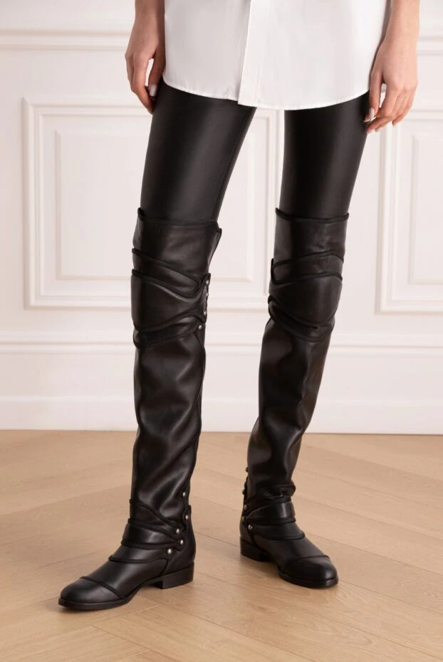 Dolce & Gabbana жіночі чоботи зі шкіри чорні жіночі купити фото з цінами 130648 - фото 2