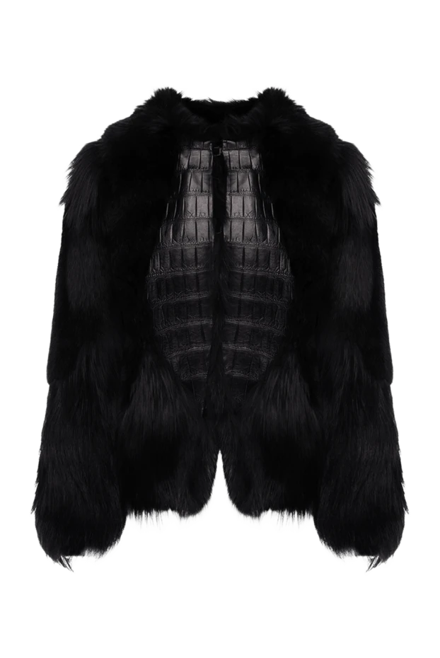 Dolce & Gabbana жіночі шуба з хутра лисиці та шкіри крокодила чорна жіноча купити фото з цінами 130718 - фото 1