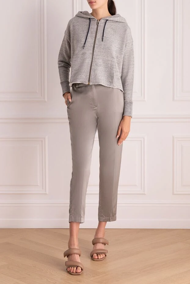 Women's cropped silk trousers gray - photo 2
