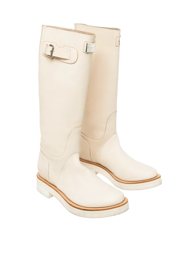 Brunello Cucinelli boots women's leather high with buckles beige 130818 - photo 2