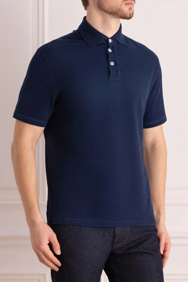 Brunello Cucinelli blue cotton polo for men 197020 - photo 3
