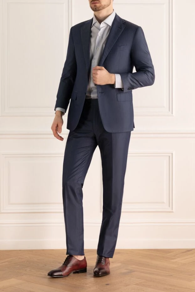 Corneliani мужские костюм мужской из хлопка и шелка синий купить с ценами и фото 131429 - фото 2