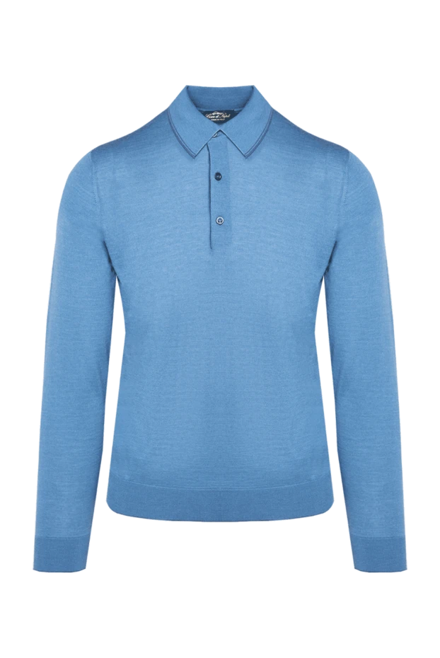 Cesare di Napoli man wool, silk and cashmere long sleeve polo blue for men buy with prices and photos 131718 - photo 1