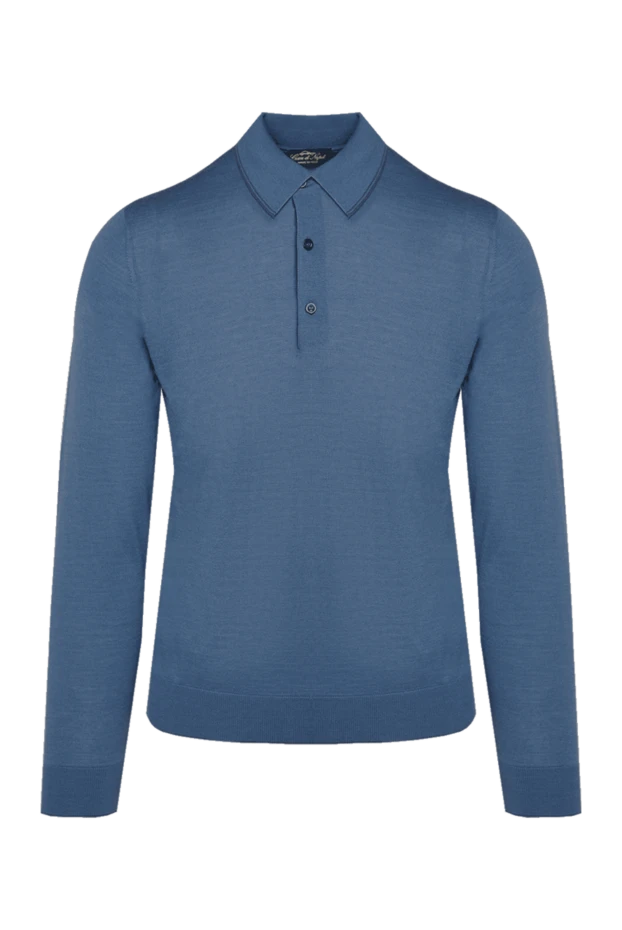 Cesare di Napoli man wool, silk and cashmere long sleeve polo blue for men buy with prices and photos 131718 - photo 1