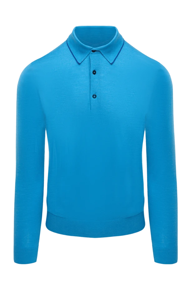 Cesare di Napoli man long sleeve polo in wool, silk and cashmere blue for men buy with prices and photos 131720 - photo 1
