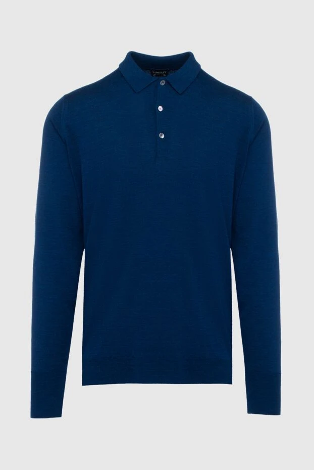 John Smedley man wool long sleeve polo blue for men 131800 - photo 1