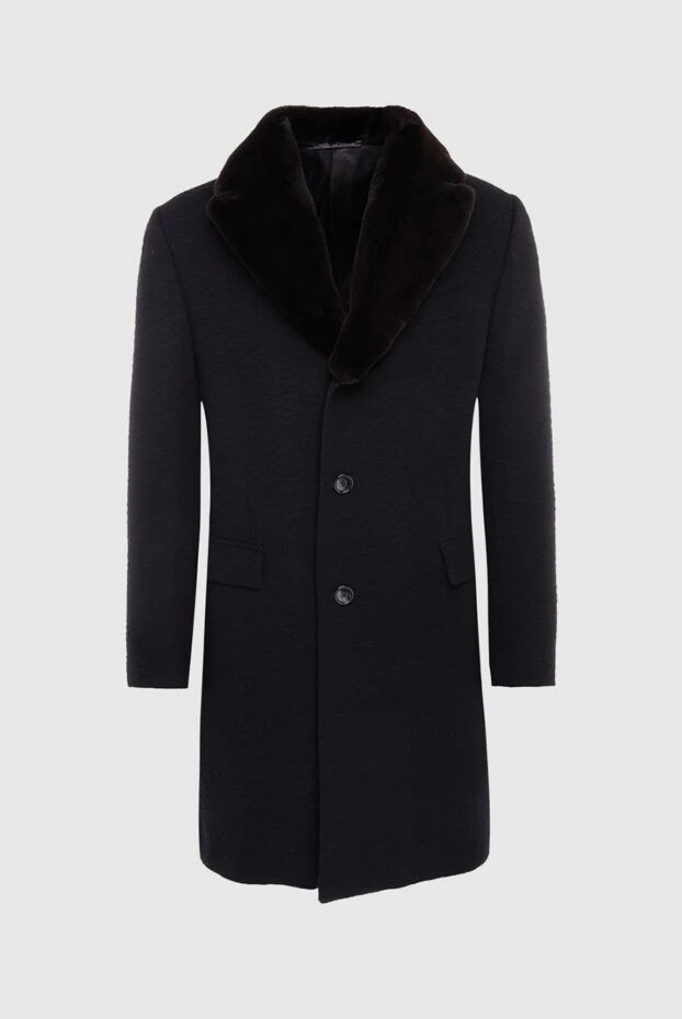 Black wool coat for men