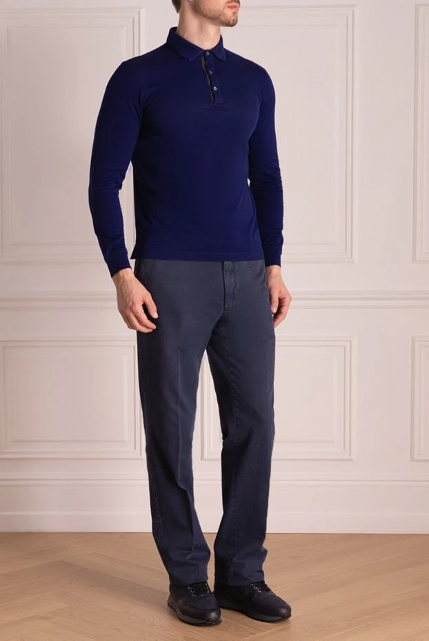 Corneliani man cotton long sleeve polo blue for men buy with prices and photos 131947 - photo 2