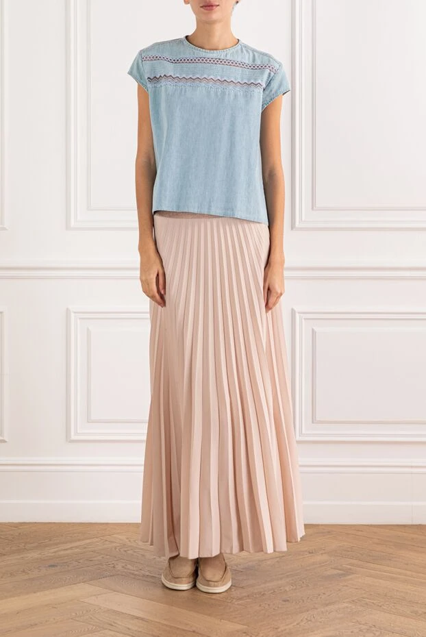 Ermanno Scervino blue denim blouse with lace insert 132010 - photo 2