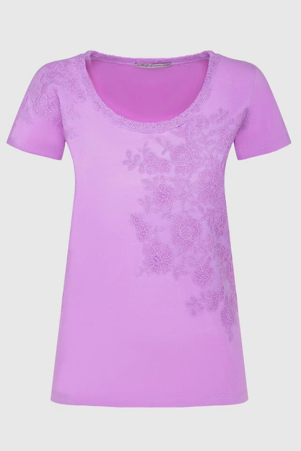 Ermanno Scervino женские футболка из хлопка фиолетовая женская купить с ценами и фото 132025 - фото 1