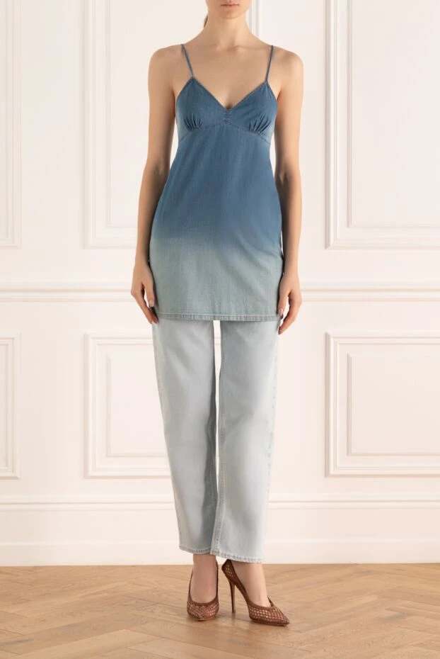 Ermanno Scervino woman women's blue cotton and elastane top buy with prices and photos 132057 - photo 2