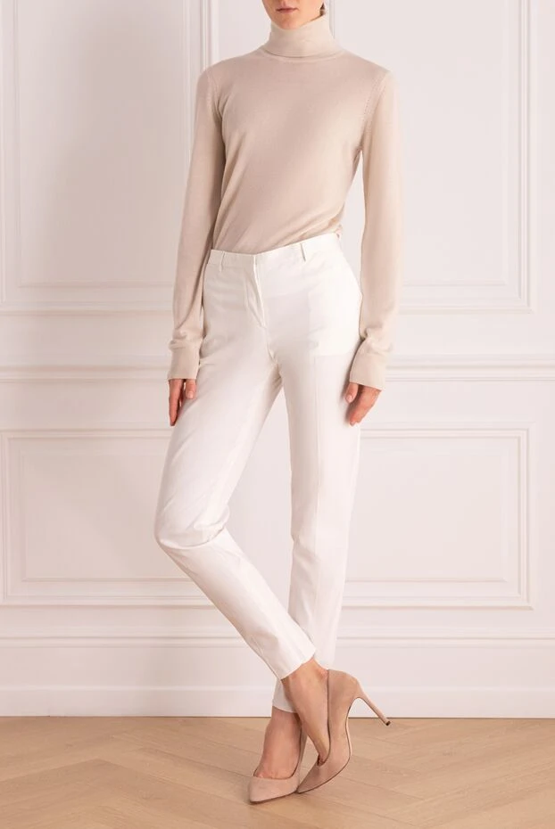 Malo woman white cotton trousers for women 132208 - photo 2