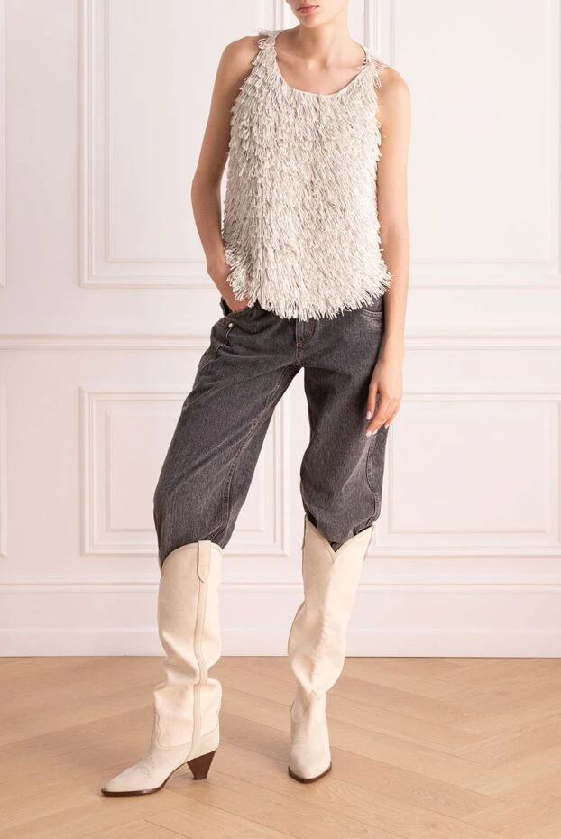 Brunello Cucinelli beige silk and elastane top for women 132570 - photo 2