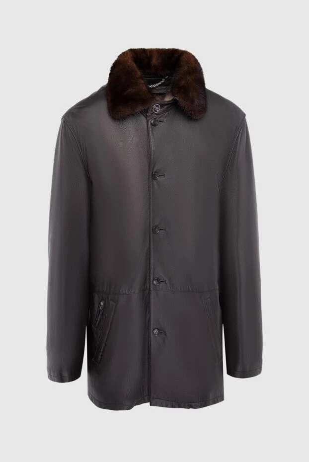 Hettabretz мужские куртка на меху из кожи оленя и норки коричневая мужская купить с ценами и фото 132742 - фото 1
