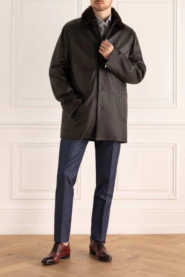 Hettabretz мужские куртка на меху из кожи оленя и норки коричневая мужская купить с ценами и фото 132742 - фото 2