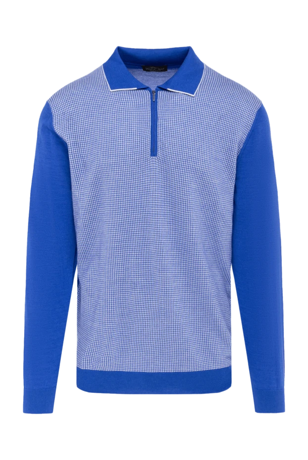 Cesare di Napoli man long sleeve polo in silk and cashmere blue for men buy with prices and photos 132841 - photo 1