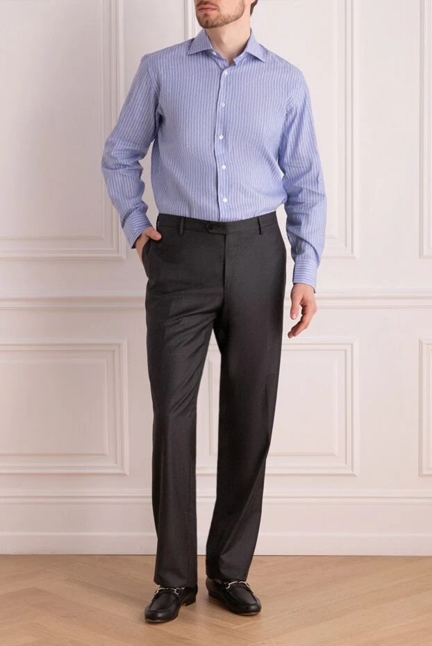 Marco Pescarolo man men's gray wool trousers buy with prices and photos 132910 - photo 2