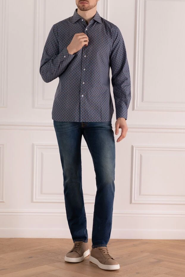Orian man blue cotton shirt for men buy with prices and photos 133064 - photo 2