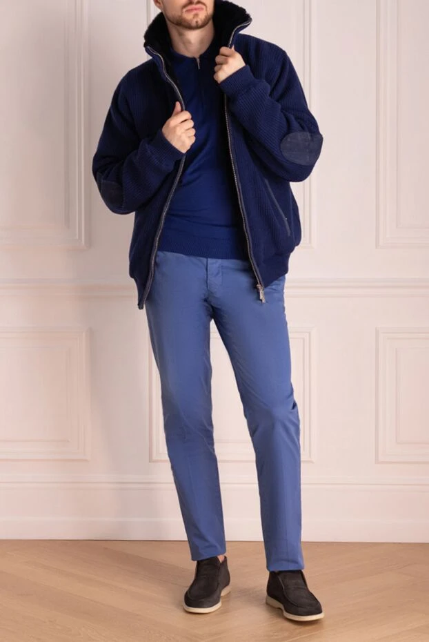 Schiatti man blue cashmere and suede fur jacket for men buy with prices and photos 133359 - photo 2