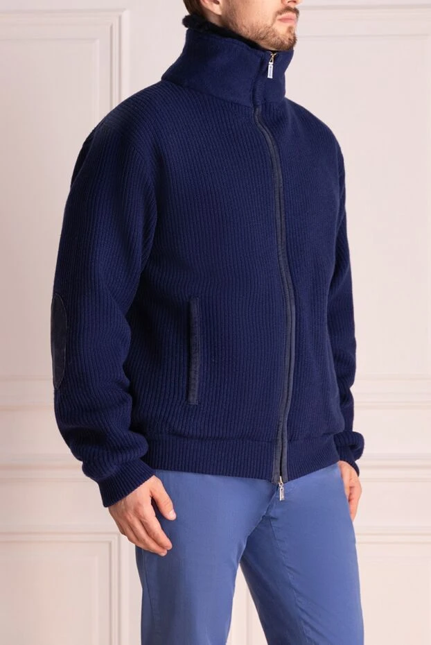 Schiatti man blue cashmere and suede fur jacket for men buy with prices and photos 133359 - photo 2