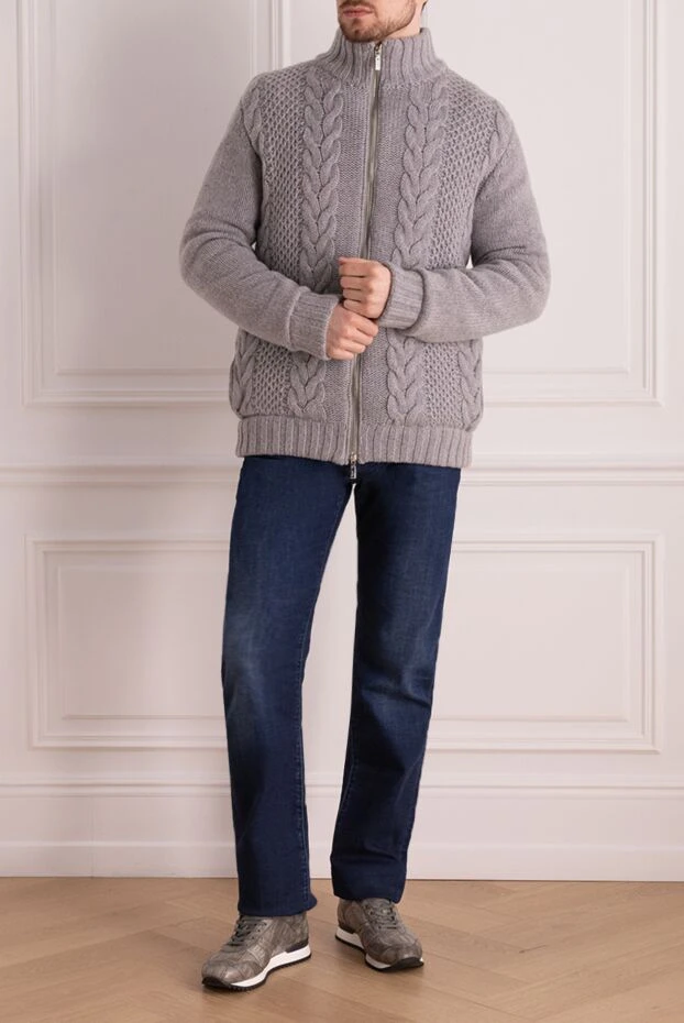 Schiatti man men's cardigan made of cashmere and squirrel fur, gray 133400 - photo 2