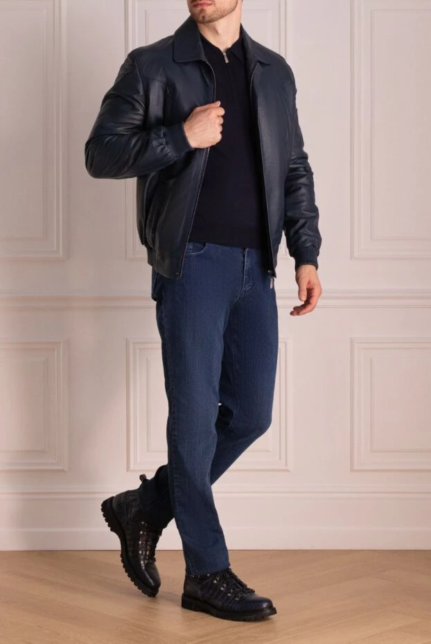 Schiatti man blue leather jacket for men buy with prices and photos 133406 - photo 2