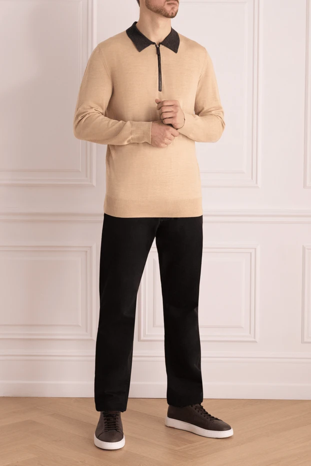 Massimo Sforza man long sleeve polo in wool, silk and cashmere beige for men buy with prices and photos 133490 - photo 2
