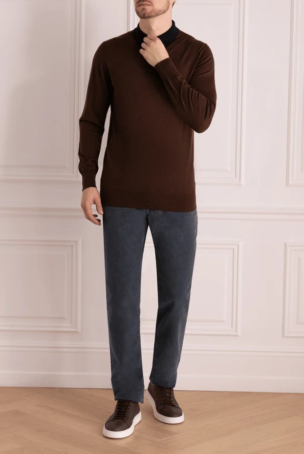 Massimo Sforza мужские поло с длинным рукавом из шерсти, шёлка и кашемира коричневое мужское купить с ценами и фото 133491 - фото 2