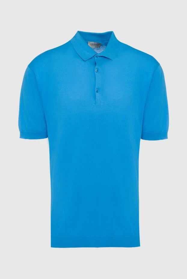 John Smedley поло бавовняне блакитне трикотажне на гудзиках чоловіче 195536 - фото 1