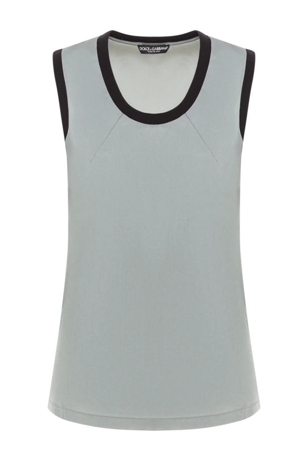 Dolce & Gabbana женский топ из гладкой ткани с черной окантовкой горловины 133682 - фото 1
