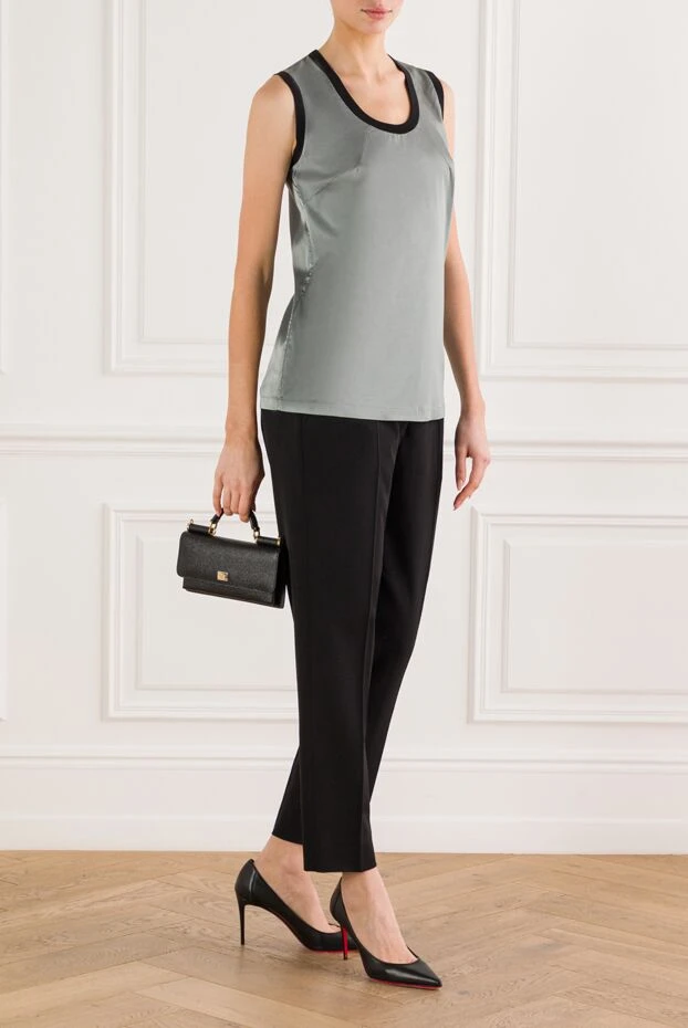 Dolce & Gabbana women's top in smooth fabric with black neckline trim 133682 - photo 2