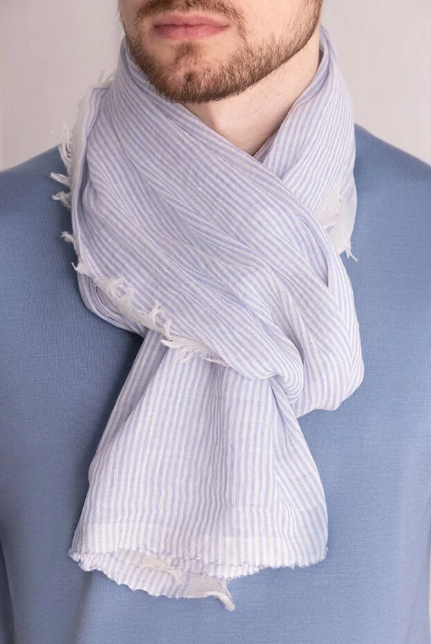 Corneliani man blue cotton and linen scarf for men buy with prices and photos 133892 - photo 2