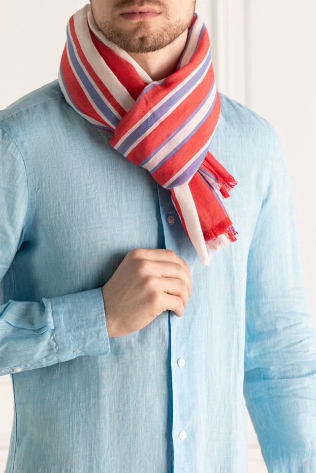 Corneliani man red cotton and linen scarf for men 133893 - photo 2