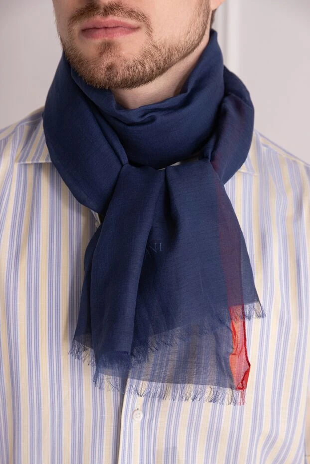 Corneliani мужские шарф из хлопка и шелка синий мужской купить с ценами и фото 133894 - фото 2