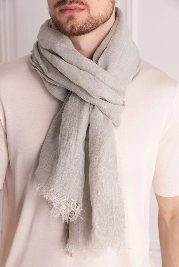 Corneliani чоловічі шарф із льону сірий чоловічий купити фото з цінами 133899 - фото 2