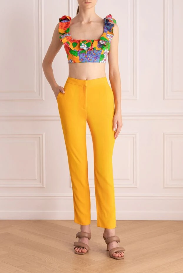 MSGM woman orange acetate and viscose trousers for women 133972 - photo 2