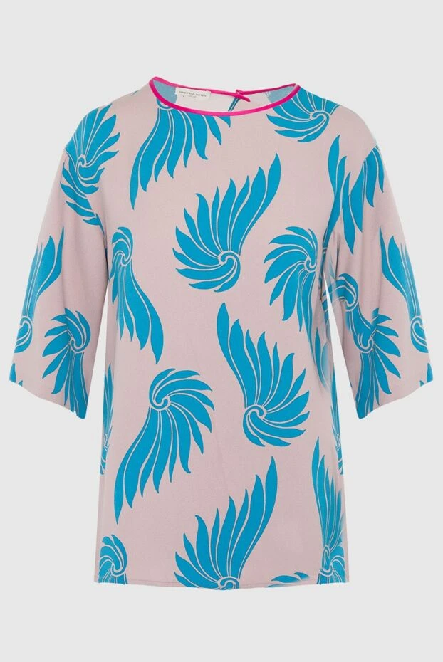Dries Van Noten блуза женская в контрастный узор бежевая 133989 - фото 1