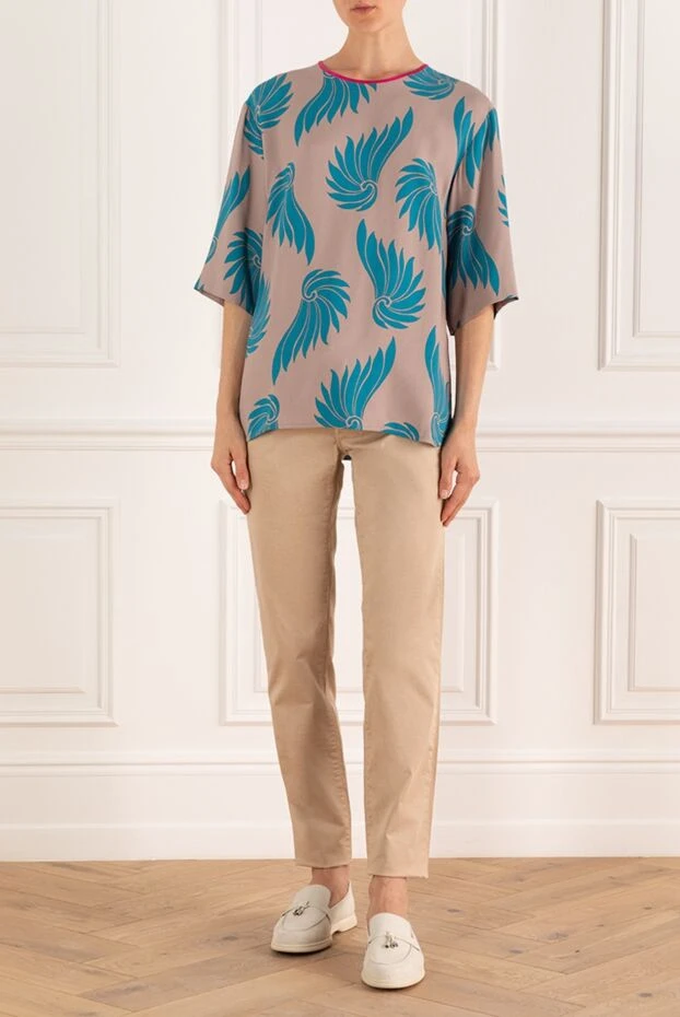 Dries Van Noten блуза женская в контрастный узор бежевая 133989 - фото 2