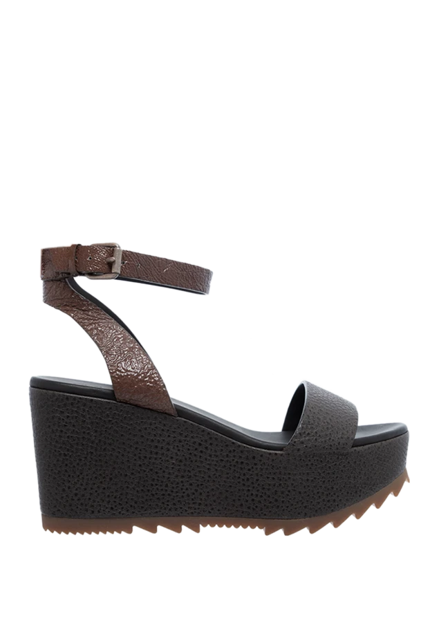 Women's brown leather sandals with a massive sole - photo 1