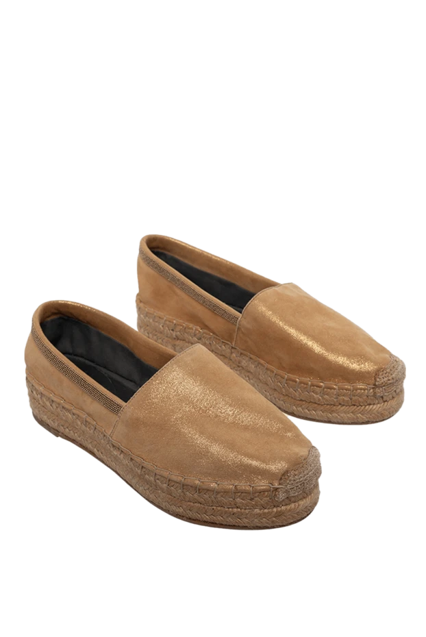Brunello Cucinelli эспадрильи женские коричневые кожаные на платформе. 134288 - фото 3