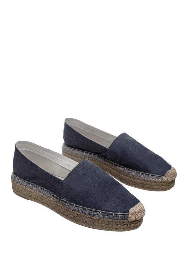 Brunello Cucinelli эспадрильи женские серые из кожи на платформе 134363 - фото 3